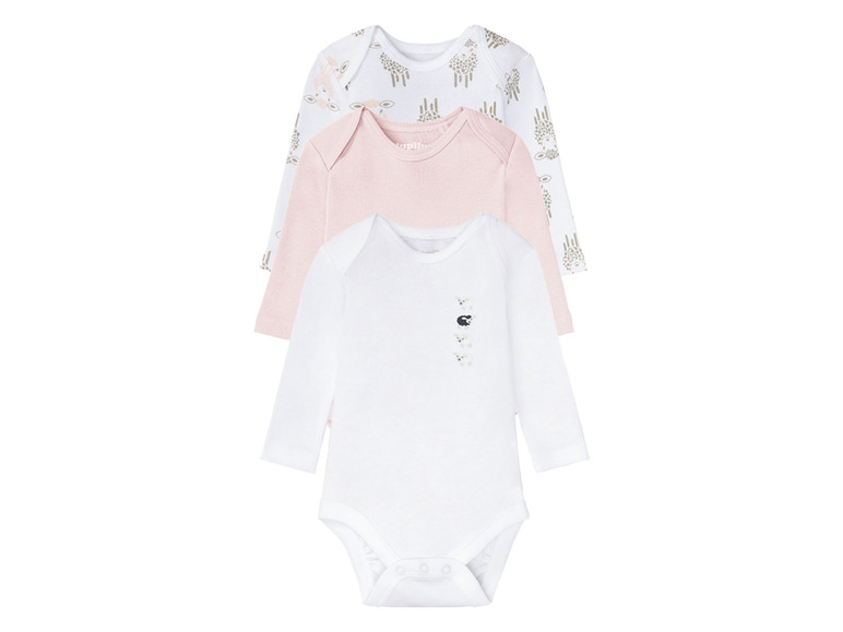 Aller en mode plein écran lupilu® Set de 3 bodies bébé en pur coton avec manches longues - Photo 41