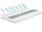 Une coupe transversale d'un matelas avec différentes zones pour la tête, les épaules, le bas du dos, le bassin, les jambes et les pieds.