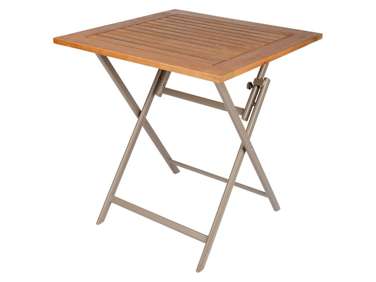 Ga naar volledige schermweergave: FLORABEST® Aluminium klaptafel met houten tafelblad, inklapbaar - afbeelding 1