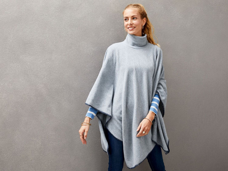 Ga naar volledige schermweergave: esmara® Fleece poncho voor dames, polyester - afbeelding 3