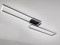 Moderne LED-plafondlamp met twee rechthoekige armaturen.