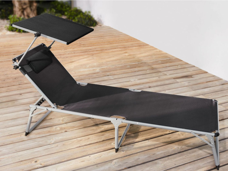 Aller en mode plein écran florabest Chaise longue en aluminium avec pare-soleil, pliable - Photo 2