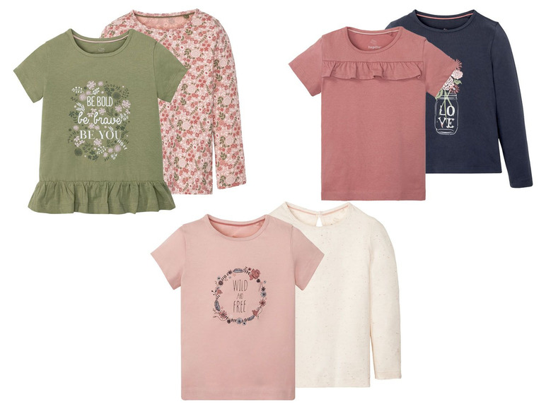 Ga naar volledige schermweergave: lupilu® T-shirts voor meisjes, set van 2, katoen en polyester - afbeelding 1
