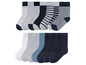 Set met sokken voor jongens in grijs, wit en blauw met strepen