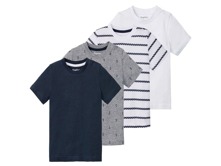 Aller en mode plein écran lupilu® Set de 4 T-shirts pour garçons, coton bio - Photo 1