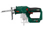 Een groene Parkside X20V Team zaag met een metalen zaagblad.