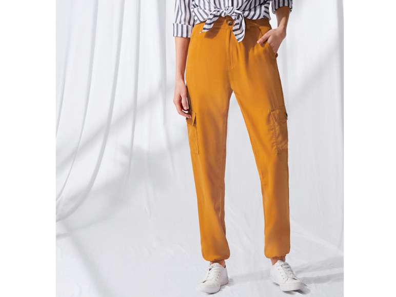 Aller en mode plein écran Pantalon ou jupe-culotte pour femmes, aspect lin, polyester - Photo 3