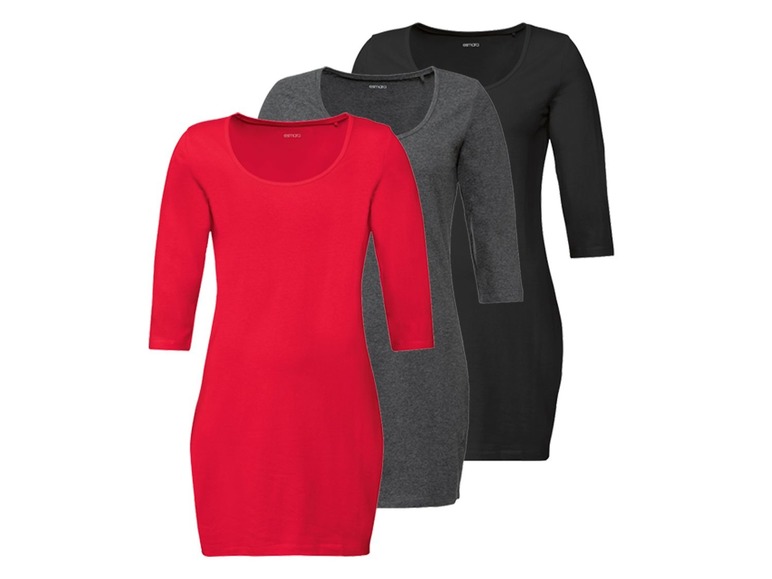 Aller en mode plein écran esmara® Set de 3 longs T-shirts en coton bio - Photo 19