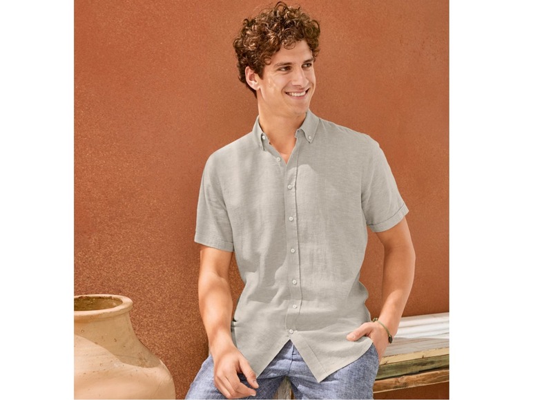 Ga naar volledige schermweergave: LIVERGY® Hemd met korte mouwen van linnen en katoen - afbeelding 3