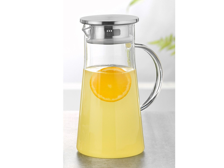 Ga naar volledige schermweergave: Esmeyer glazen karaf met deksel in roestvrij staal in geschenkverpakking, borosilicaatglas - afbeelding 2