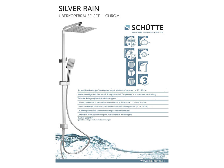 Aller en mode plein écran Schütte Ensemble de douche avec effet pluie SILVER RAIN - Photo 7