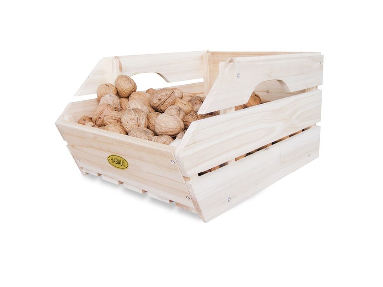 Aller en mode plein écran HABAU Boîtes de rangement en bois, set de 3, empilables - Photo 2