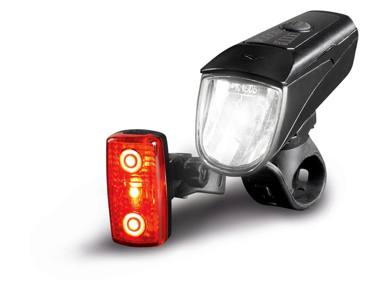 Aller en mode plein écran CRIVIT Éclairage à LED pour vélo, feu avant et arrière - Photo 1