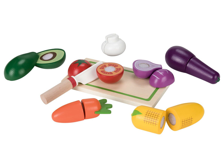 Aller en mode plein écran Playtive Set de légumes en bois, 16 pièces, avec velcro - Photo 1