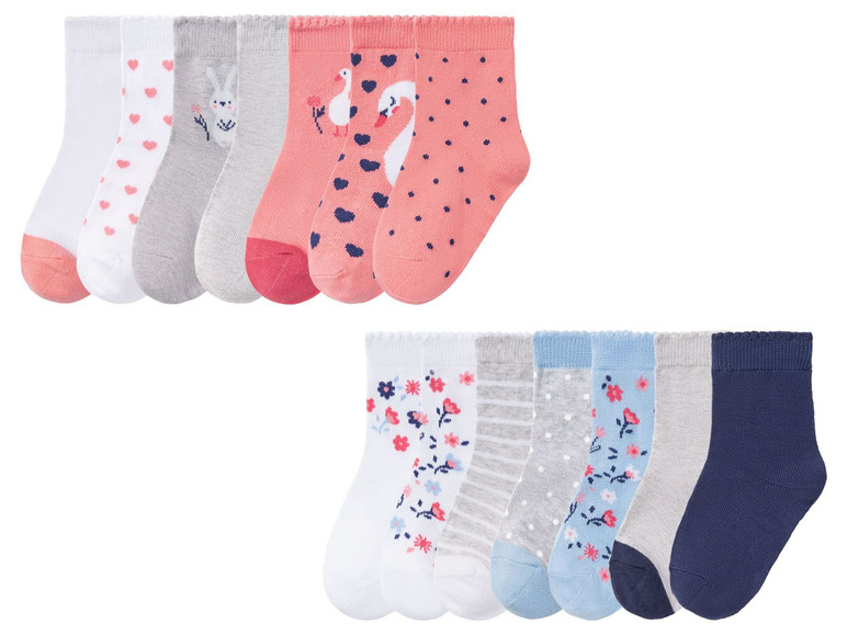Ga naar volledige schermweergave: lupilu® Sokken voor meisjes, set van 7 paar, katoen, polyamide en elastaan - afbeelding 1