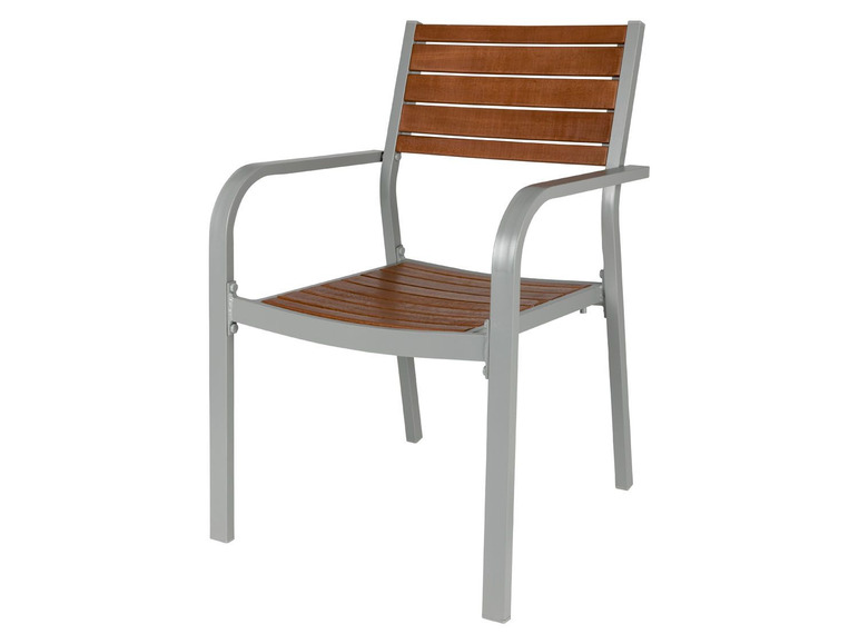Aller en mode plein écran florabest Chaise empilable en aluminium et en bois - Photo 1