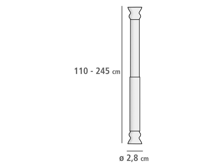Un schéma d'une colonne d'un diamètre de 2,8 cm et d'une hauteur de 110 à 245 cm.