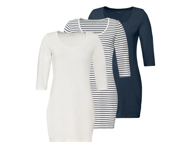 Aller en mode plein écran esmara® Set de 3 longs T-shirts en coton bio - Photo 2
