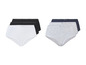 Trois paires de culottes pour femme en blanc, noir et gris avec dentelle.