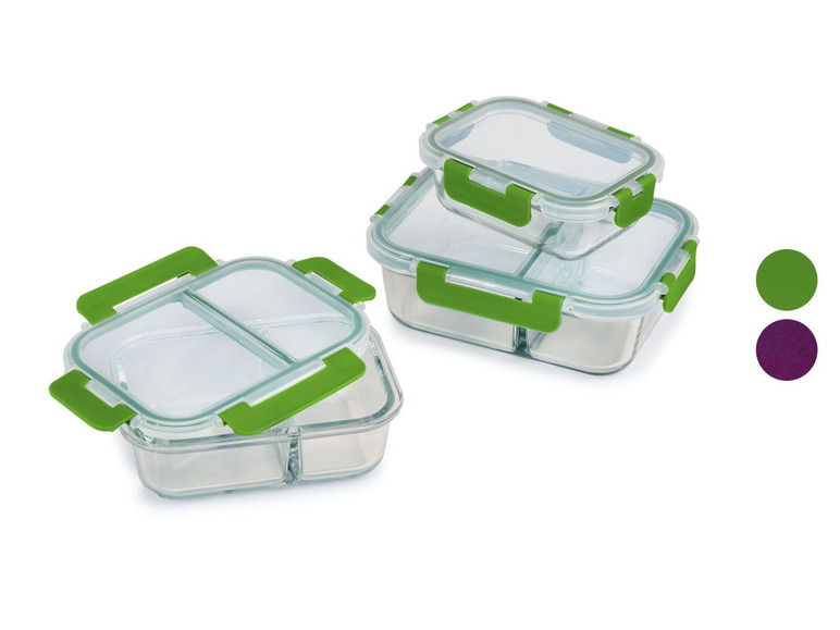 Ga naar volledige schermweergave: ERNESTO® Set van 3 glazen lunchboxen - afbeelding 1
