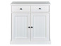 Witte kast met twee laden en twee deuren.