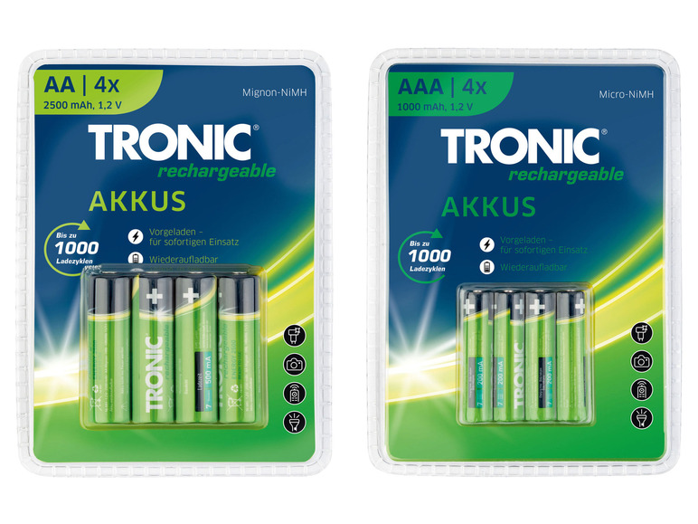 Ga naar volledige schermweergave: TRONIC® Oplaadbare batterijen, Ni-MH, 4 stuks - afbeelding 1