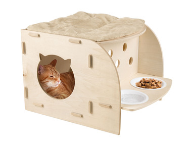 ZOOFARI® Slaaphuisje voor katten, met voederstation
