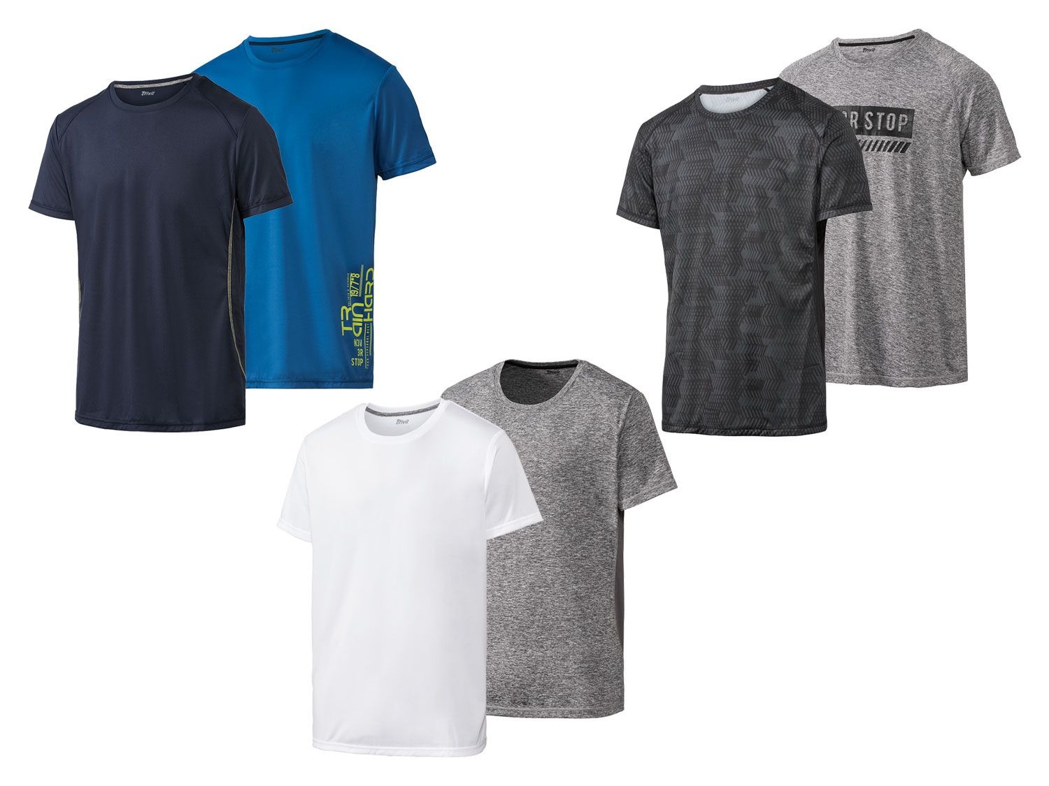 CRIVIT Set de 2 T-shirts de sport pour hommes