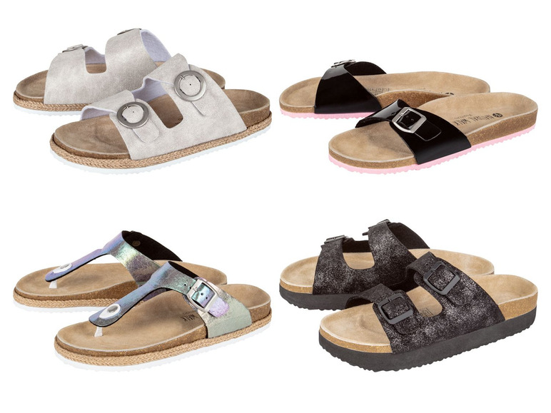 Ga naar volledige schermweergave: esmara® Sandalen of teenslippers voor dames, verstelbare gespen, textiel, leder, EVA - afbeelding 1