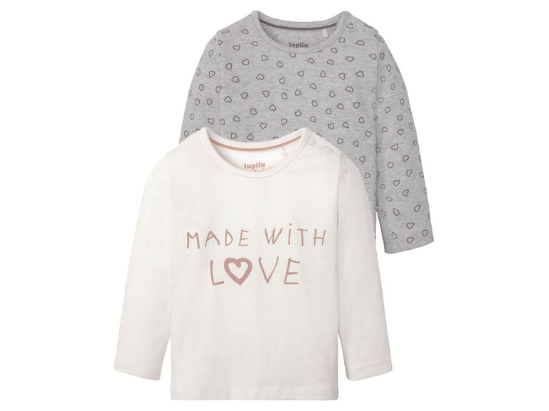 Ga naar volledige schermweergave: lupilu® T-shirt met lange mouwen voor baby's, set van 2, 50/56 - 86/92 - afbeelding 2