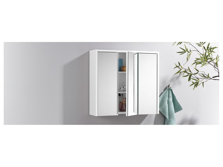 Aller en mode plein écran LIVARNO home Armoire de toilette à miroir, 65 x 60 x 17 cm - Photo 4