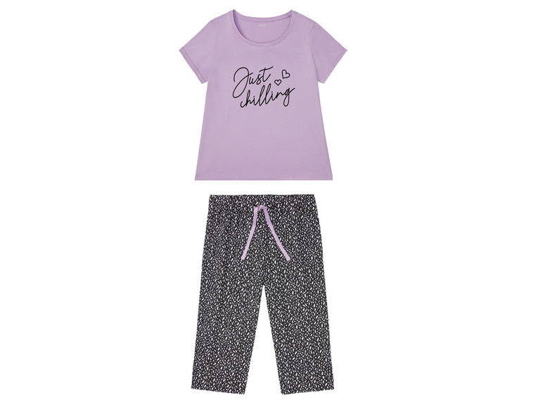 Aller en mode plein écran esmara® Pyjama en pur coton avec haut à manches courtes et pantalon corsaire - Photo 8