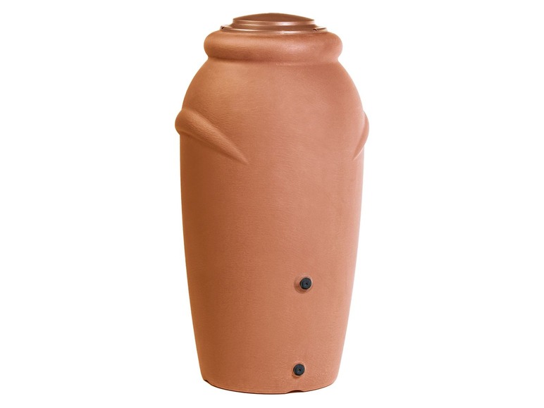 Terracotta regenwaterton voor het verzamelen van regenwater.