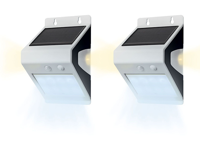 Aller en mode plein écran LIVARNO LUX Applique murale solaire à LED, set de 2, détecteur de mouvements 5 m - Photo 1