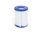 Een blauw en wit zwembadfilter