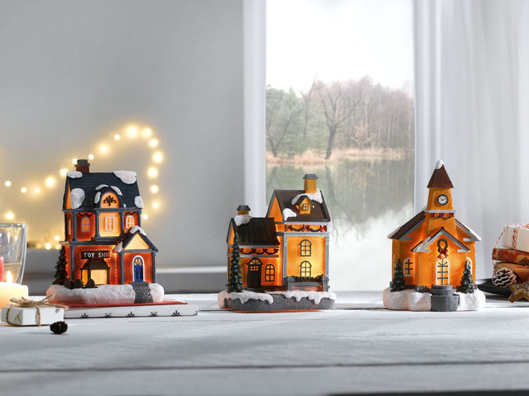 Ga naar volledige schermweergave: Melinera Kerstdorp of -huisjes met ledverlichting - afbeelding 7