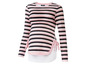 Een gestreept zwangerschaps T-shirt met lange mouwen.