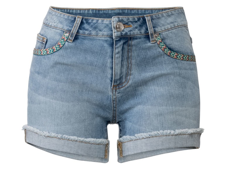 Aller en mode plein écran esmara® Short en jean pour femmes, coton et élasthanne, fermeture éclair YKK - Photo 1