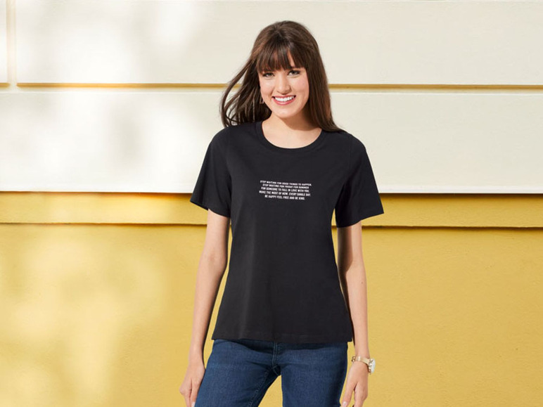 Aller en mode plein écran esmara® T-shirt pour femmes, manches courtes, pur coton - Photo 3