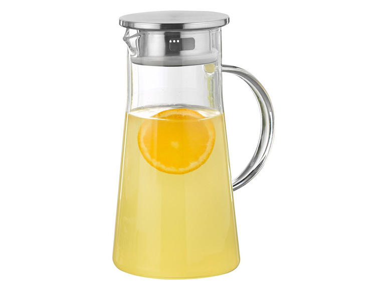 Ga naar volledige schermweergave: Esmeyer glazen karaf met deksel in roestvrij staal in geschenkverpakking, borosilicaatglas - afbeelding 1