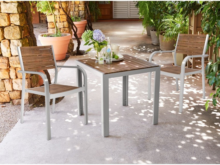 Aller en mode plein écran florabest Table de jardin en aluminium, plateau en bois - Photo 2