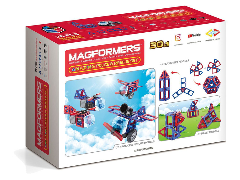 Ga naar volledige schermweergave: Magformers Magnetische bouwset Amazing police & rescue set - afbeelding 2