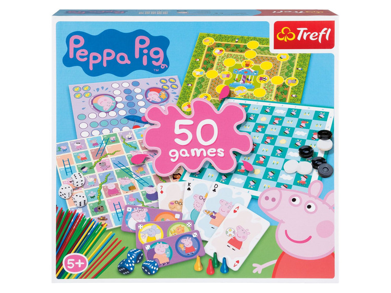 Ga naar volledige schermweergave: Trefl Spelletjesdoos Peppa Pig, 50 spelletjes - afbeelding 1