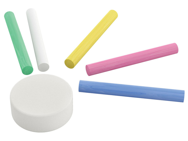 Craies de couleur et une gomme.