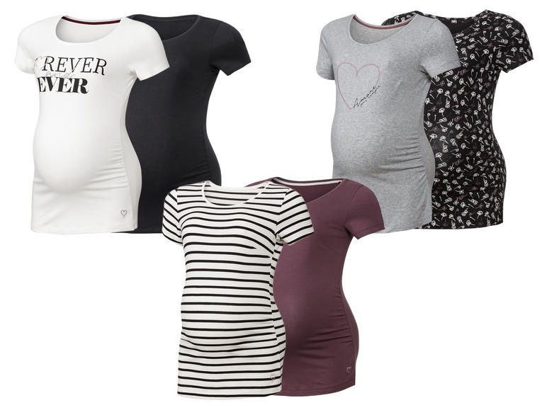 Ga naar volledige schermweergave: ESMARA® Set van 2 zwangerschapsshirts - afbeelding 1