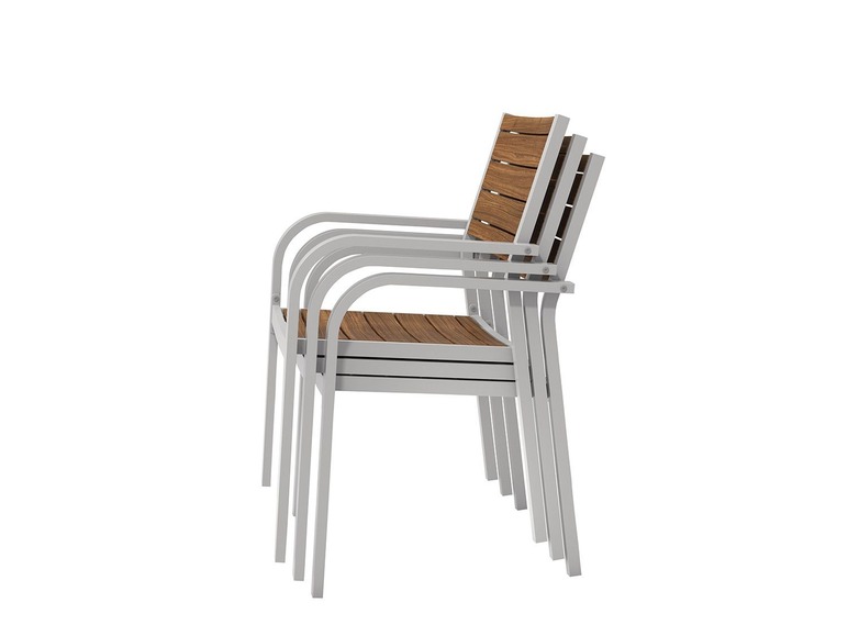 Aller en mode plein écran florabest Chaise empilable en aluminium, assise et dossier en bois - Photo 2