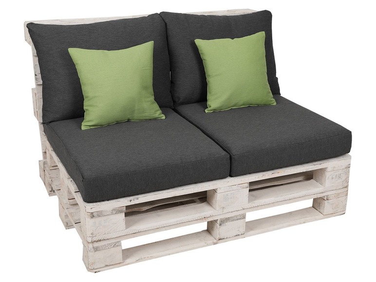 Ga naar volledige schermweergave: GO-DE Textil Tuinkussenset voor pallets, 80 x 60 x 12 cm, inclusief 2 sierkussens - afbeelding 2