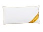 Een wit kussen met een gele Balete Gold Edition band