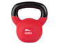 Une kettlebell rouge de 10 kg avec une poignée noire.