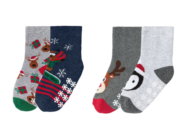 Aller en mode plein écran lupilu® Set de 2 paires de chaussettes de Noël en un mélange de coton - Photo 1
